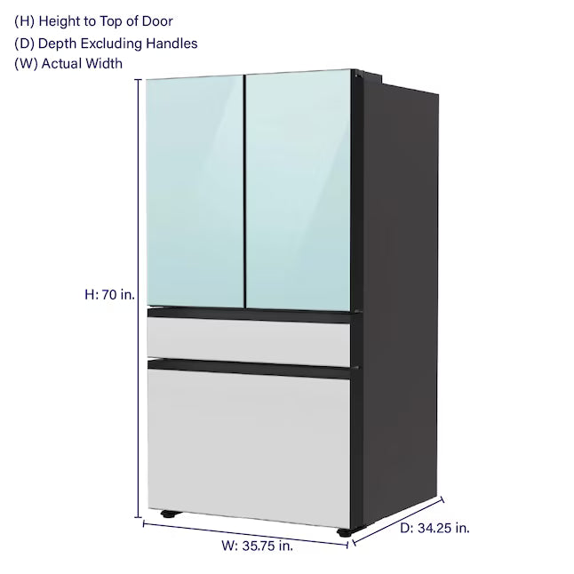 Samsung Bespoke 29 cu ft. 4-Door Standard Depth French Door Smart Refrigerator with Beverage Center Auto Fill Pitcher and Dual Ice Maker with Ice Bites™ in White Glass 25131SD113 - RF29BB86004MAA - Scratch & Dent (Minor)