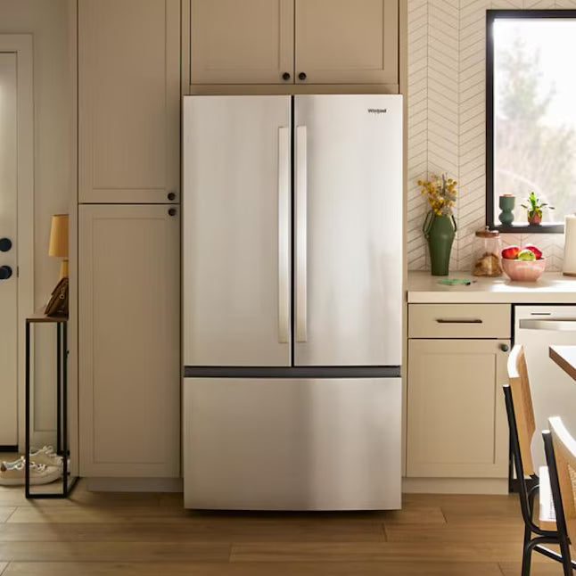 Whirlpool French Door 31 Cu. Ft. Refrigerator with Total Coverage Cooling in Fingerprint Resistant Stainless Steel WRFF3136SZ - Scratch & Dent (Moderate)