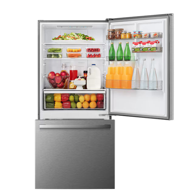 Hisense Counter Depth Bottom Freezer 17.2 Cu. Ft. Refrigerator with LED Lighting and Super Cool and Super Freeze in Fingerprint Stainless Steel 22142805 - HRB171N6ASE - Scratch and Dent (Minor)