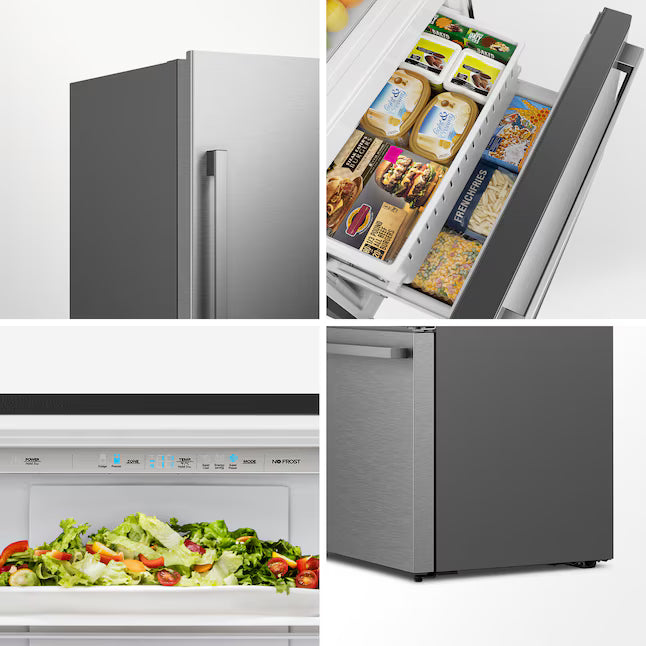 Hisense Counter Depth Bottom Freezer 17.2 Cu. Ft. Refrigerator with LED Lighting and Super Cool and Super Freeze in Fingerprint Stainless Steel 22142805 - HRB171N6ASE - Scratch and Dent (Minor)