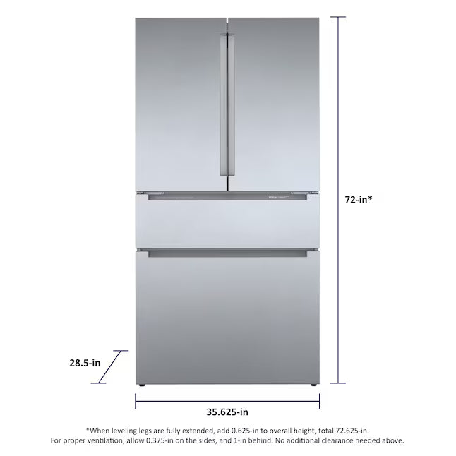 Bosch 800 Series 21 cu. ft. Smart Counter Depth 4-Door French Door Recessed Handle Refrigerator Stainless Steel, Ice and Water B36CL80ENS - Scratch & Dent (Moderate)