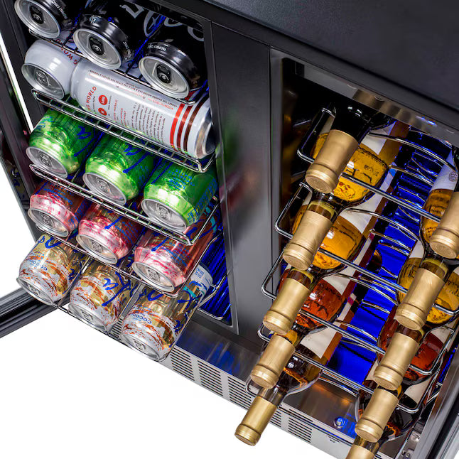 NewAir 23.50-in W 18-Bottles Dual Zone Cooling Built-in/Freestanding Indoor Wine Cooler in Stainless Steel 251315SD1095 - AWB-360DB - Scratch & Dent (Minor)