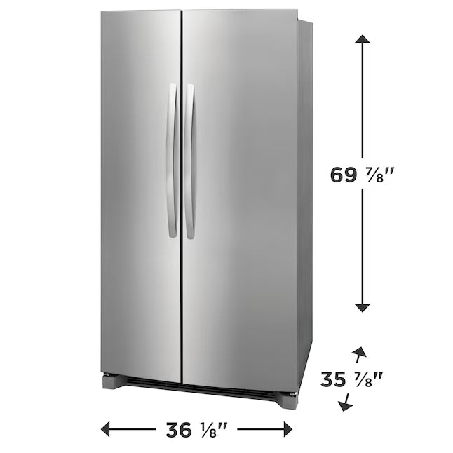 Frigidaire 26.4-cu ft Standard-Depth 36-in Wide Side-by-Side Refrigerator ENERGY STAR Certified in Stainless Steel FRSN2610AF - Scratch & Dent (Moderate)