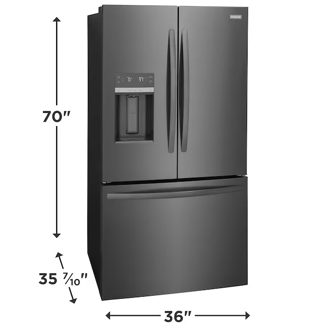 Frigidaire 28 Cu. Ft. Standard-Depth French Door Refrigerator in Black Stainless Steel FRFS2823AD - Scratch & Dent (Moderate)