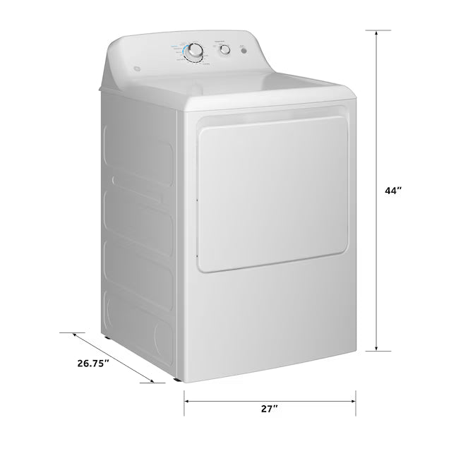 GE White Top Load 4.0 Cu. Ft. Capacity Washer with Stainless Steel Wash Basket GTW325ASWWW - New in Box and GE White Electric 6.2 Cu. Ft. Capacity Dryer with Shallow Depth and Up to 120 Ft. Venting Capability 16274 - GTX33EASKWW - Scratch & Dent (Minor)