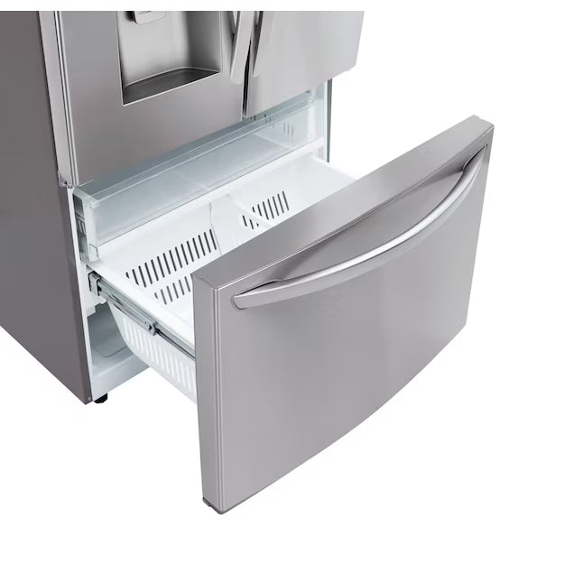 LG 28 cu. ft. 3 Door French Door, Ice and Water with Single Ice Maker in Printproof Stainless Steel LRFS28XBS - Scratch & Dent (Moderate)