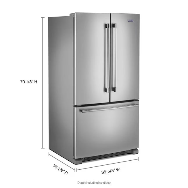 Maytag 25.2-cu ft French Door Refrigerator with Ice Maker in Fingerprint Resistant Stainless Steel MFF2558FEZ - Scratch & Dent (Moderate)