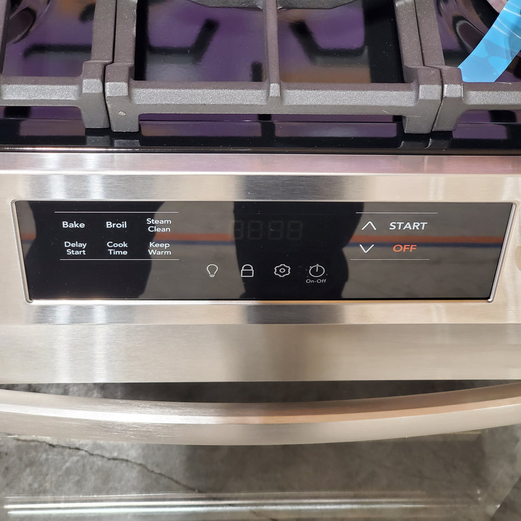 Frigidaire Slide-in Gas Stainless Steel Range with Steam Clean with Five Burner Cooktop and Even Baking Technology 3SD876 - Open Box