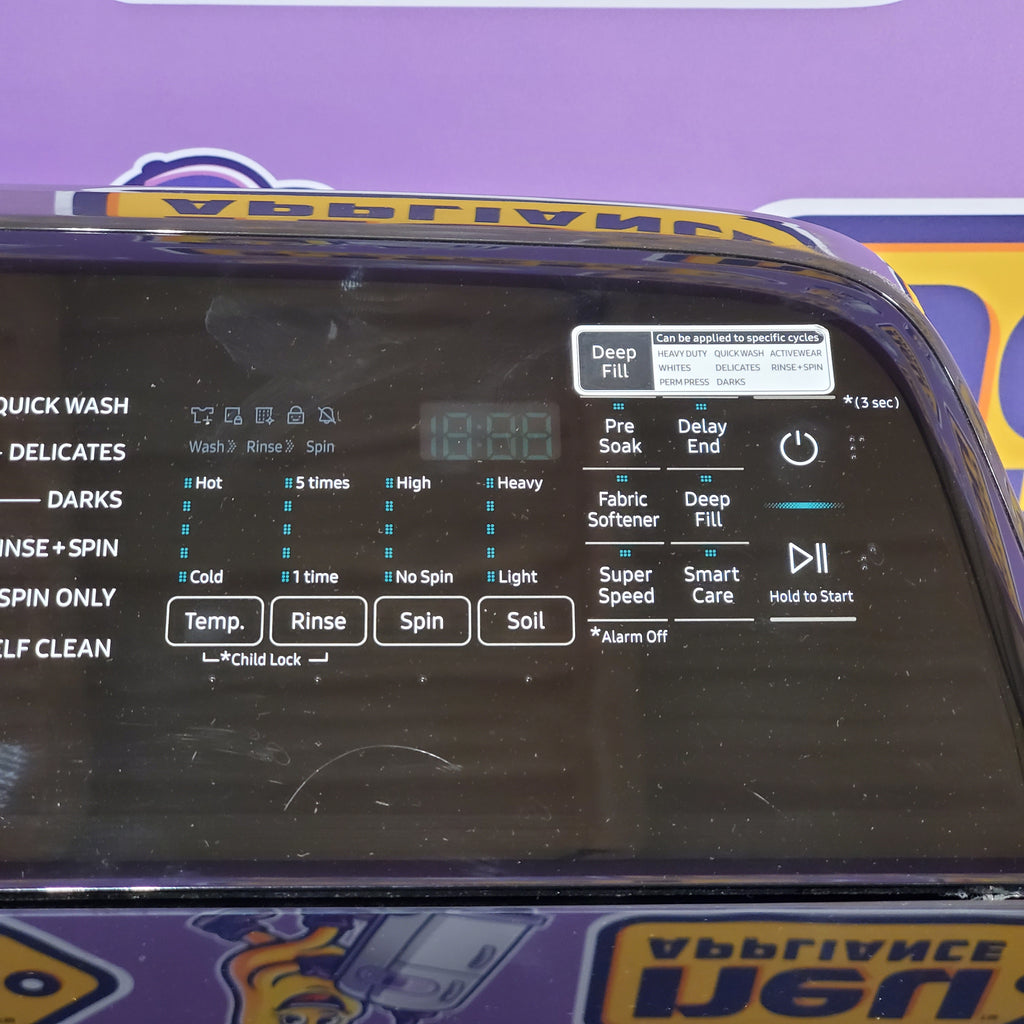 Pictures of Samsung 5.0 cu. ft. Energy Star Top Load Washer with Active Water Jet in Black Stainless Steel 1CR04015 - WA50R5400AV - Certified Refurbished - Neu Appliance Outlet - Discount Appliance Outlet in Austin, Tx