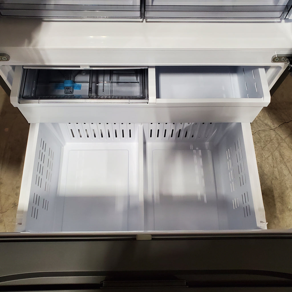 Samsung Bespoke White Glass 3 Door French Door 30 Cu. Ft. Refrigerator with Beverage Center 3SD878 - RF30BB660012 - Scratch & Dent (Minor)