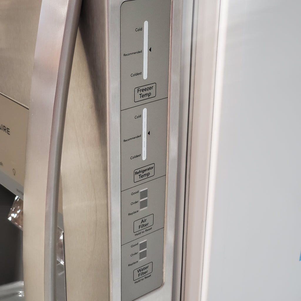 Frigidaire 25.6 cu. ft. ENERGY STAR Side by Side Refrigerator with Exterior Water and Ice Dispenser in Stainless Steel 3SD1052 - FRSS2623AS - Scratch & Dent (Moderate)