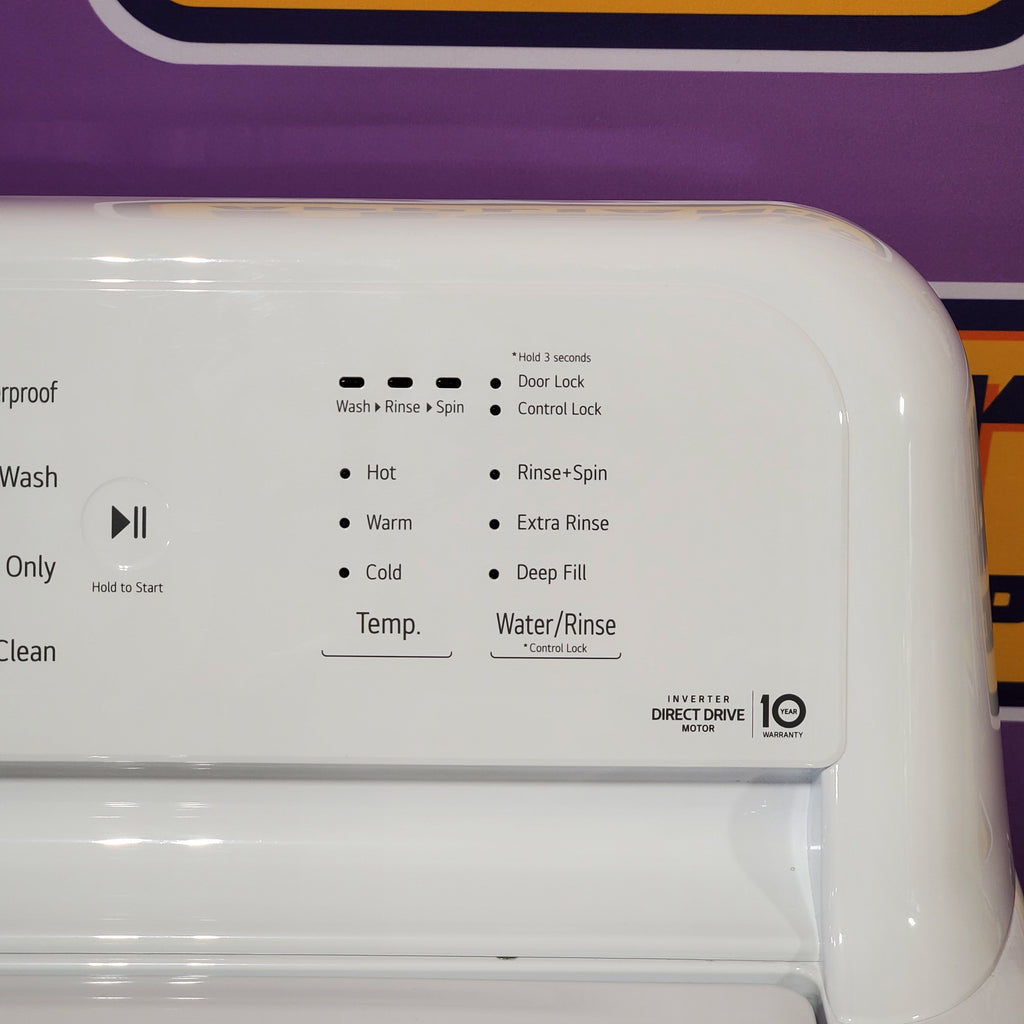 Pictures of LG Top Load 4.1 Cu. Ft. Washer with TurboDrum Technology in White WT6105CW - Scratch & Dent (Minor) and LG 7.3 Cu. Ft. Electric Rear Control Ultra Large Capacity Dryer in White with Sensor Dry 16075 - DLE6100W - Open Box - Neu Appliance Outlet - Discount Appliance Outlet in Austin, Tx