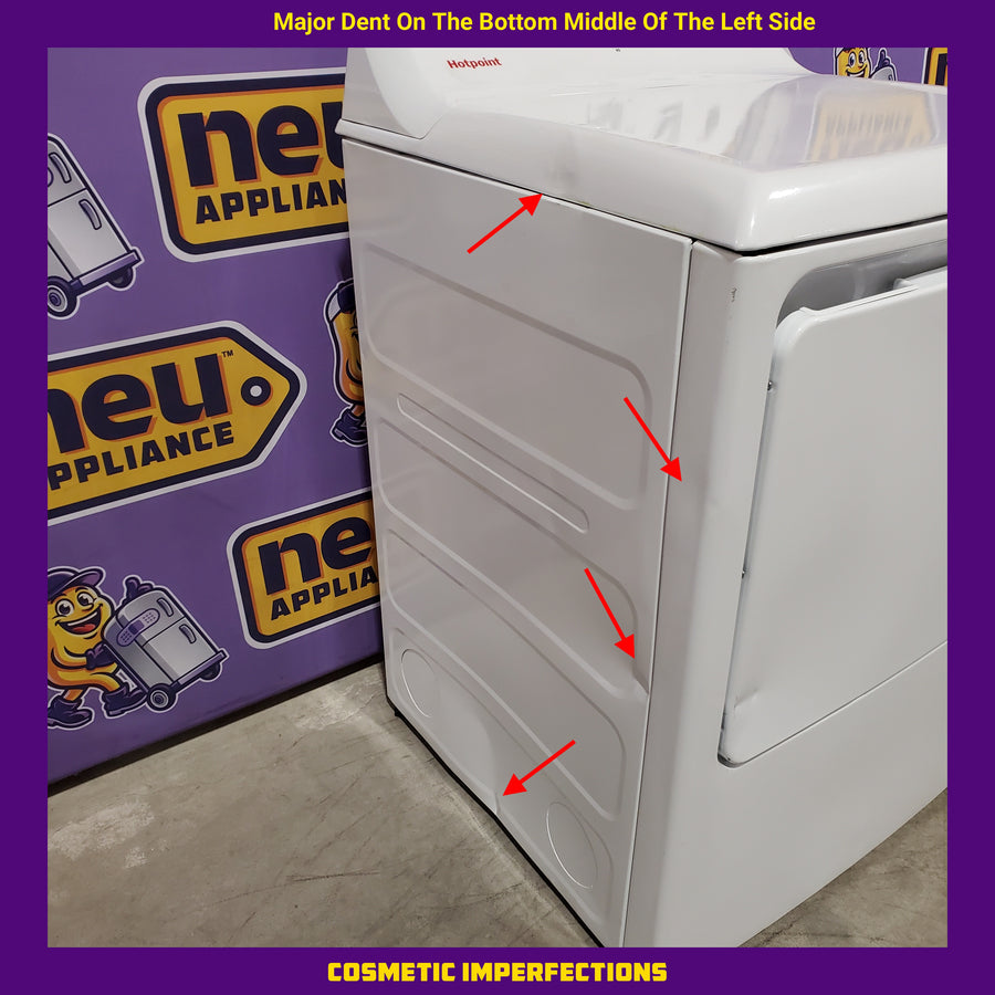 Hotpoint 6.2 cu. ft. Capacity Electric Dryer with Up To 120 ft. Venting and Shallow Depth 25131SD949 - HTX26EASWWW - Scratch & Dent (Major)