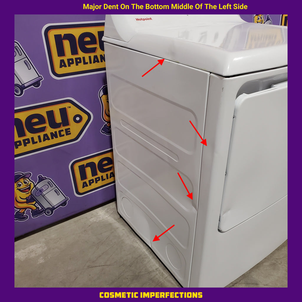 Pictures of Hotpoint 6.2 cu. ft. Capacity Electric Dryer with Up To 120 ft. Venting and Shallow Depth 25131SD949 - HTX26EASWWW - Scratch & Dent (Major) - Neu Appliance Outlet - Discount Appliance Outlet in Austin, Tx