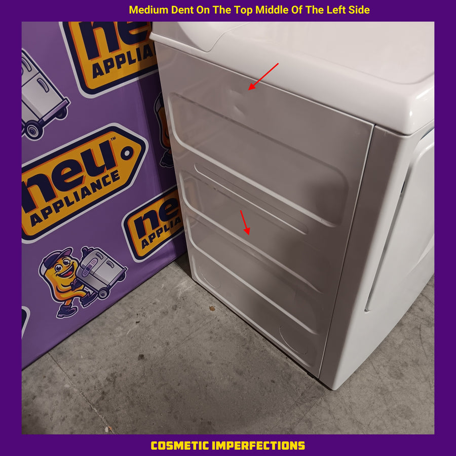GE White Top Load 4.0 Cu. Ft. Capacity Washer with Stainless Steel Wash Basket GTW325ASWWW - New in Box and GE White Electric 7.2 Cu. Ft. Dryer with Aluminized Alloy Drum 16239 - GTD42EASJWW - Certified Refurbished