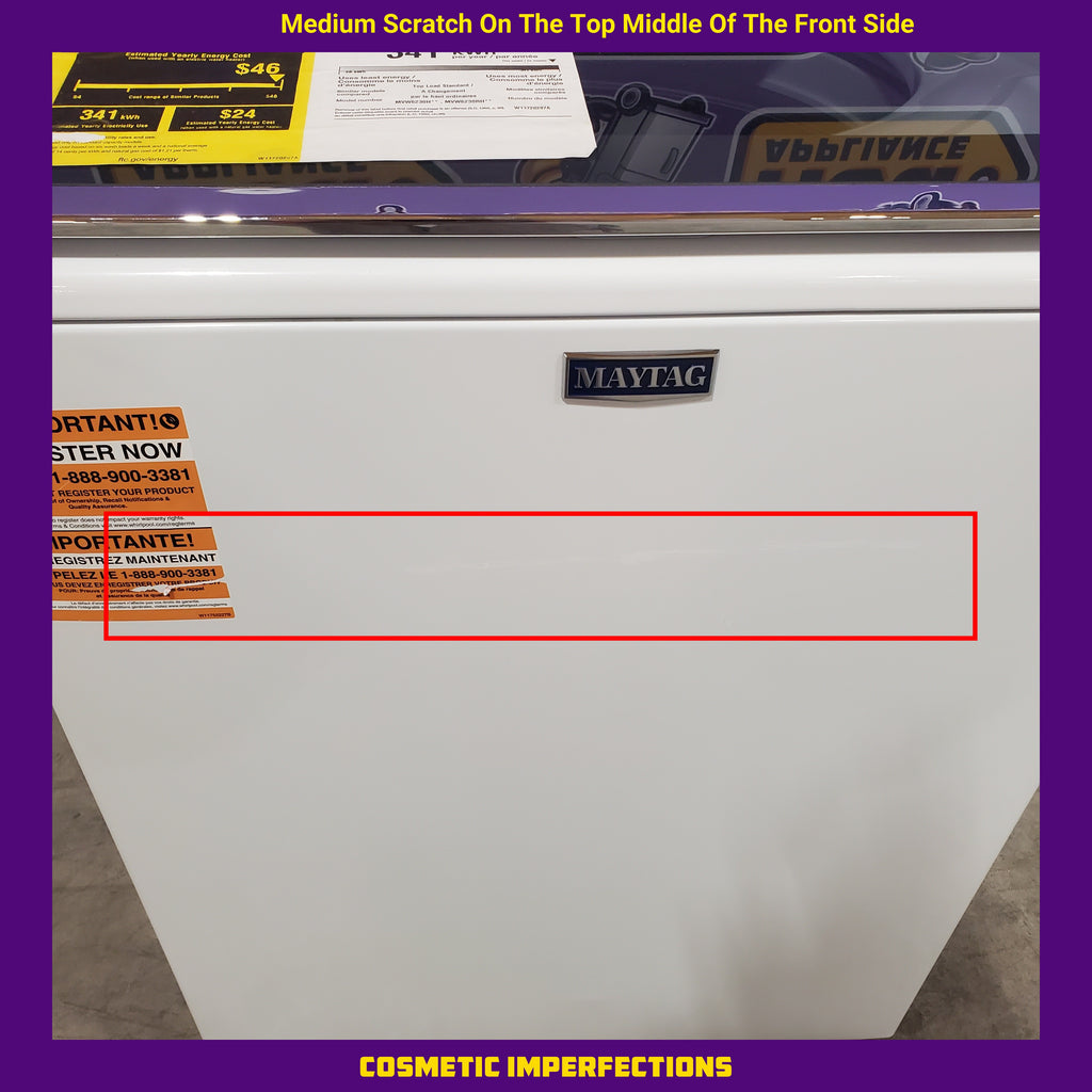 Pictures of Maytag 4.7 cu. ft. Smart Top Load Washing Machine with Deep Fill Option MVW6230HW - Scratch & Dent (Minor) and Maytag 7.4 cu. ft. Electric Steam Dryer with Extra Power Button 16076 - MED7230HW - Scratch & Dent (Minor) - Neu Appliance Outlet - Discount Appliance Outlet in Austin, Tx