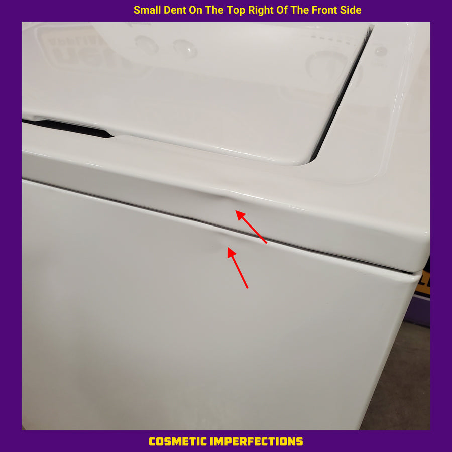 Amana Top Load 3.5 Cu. Ft. Washer with Dual Action Agitator, Porcelain Tub, and Late Lid Lock 22136SD360 - NTW4516FW - Scratch & Dent (Moderate)