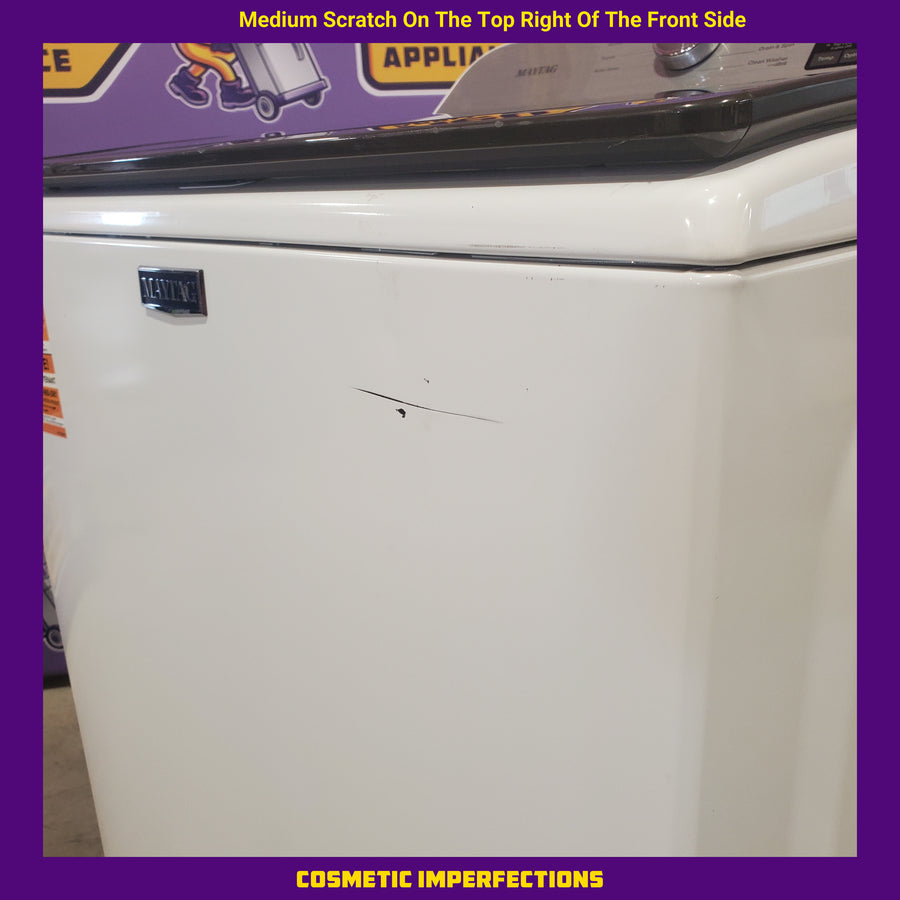 Maytag Top Load 4.8 cu ft Washer with Deep Fill and Slow-Close Glass Lid MVW6200KW - Scratch & Dent (Minor) and Maytag 7.0 cu ft Electric Dryer with Moisture Sensing and Quick Dry Cycle 16191 - MED6200KW - Scratch & Dent (Moderate)