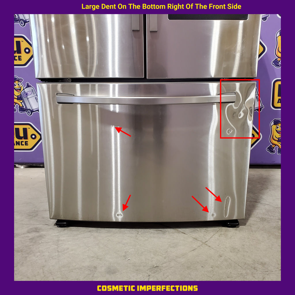 Pictures of Samsung 26.5 cu. ft. Large Capacity 3-Door French Door Refrigerator with Family Hub™ and External Water & Ice Dispenser in Stainless Steel 31132SD83 - RF27T5501SR - Scratch & Dent (Major) - Neu Appliance Outlet - Discount Appliance Outlet in Austin, Tx