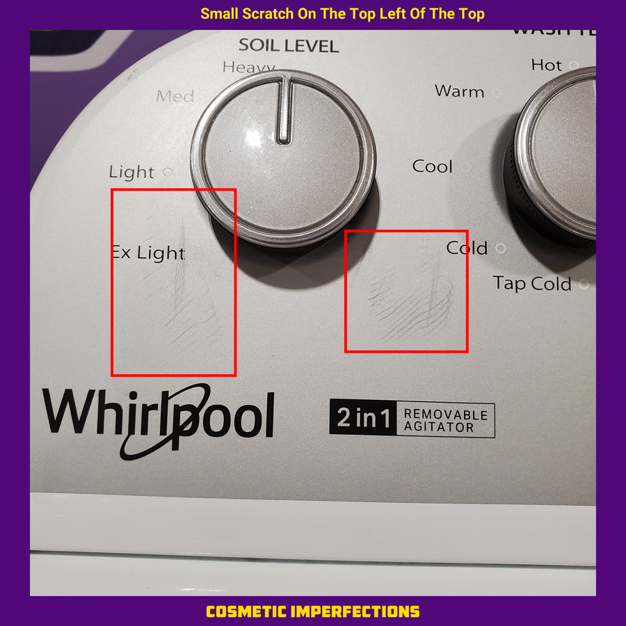 Whirlpool 3.8–3.9 Cu. Ft. Top Load Washer with 2 in 1 Removable Agitator and Soil Level Selection WTW4957PW - Scratch & Dent (Minor) and Whirlpool White Electric 7.0 Cu. Ft. Dryer with Auto Dry 16186 - WED4950HW - Scratch & Dent (Minor)