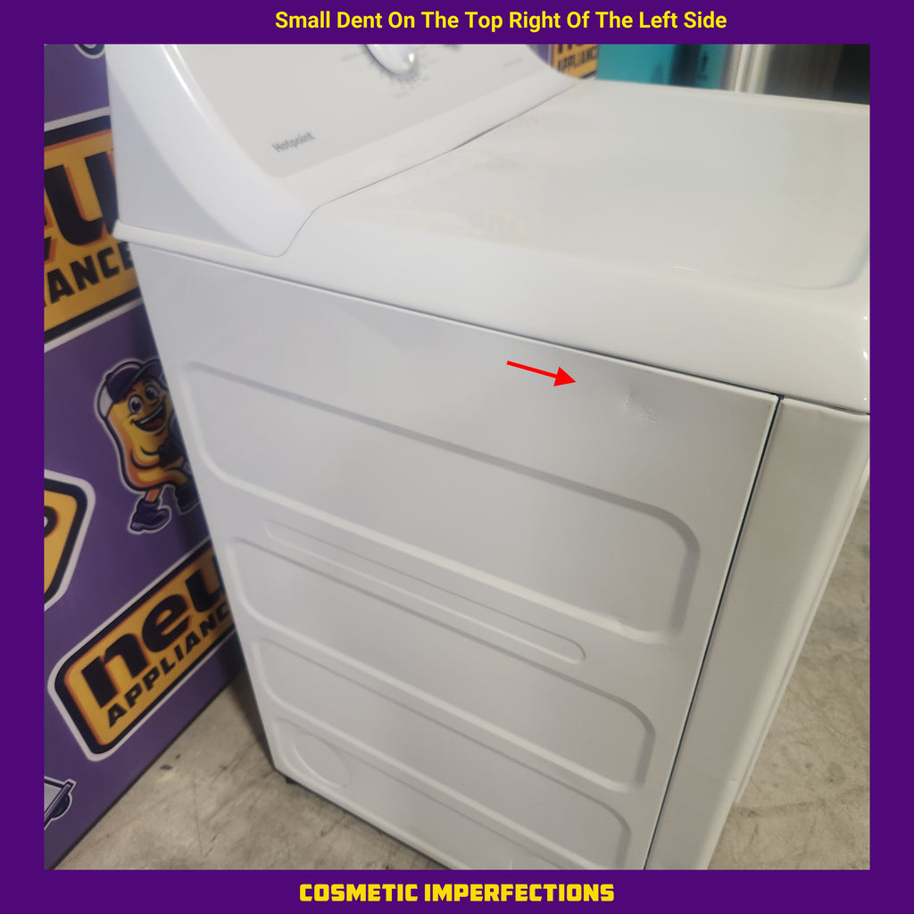 Pictures of Hotpoint White 3.8 Cu. Ft. Washer with Stainless Steel Basket HTW240ASKWS and Hotpoint White Electric 6.2 Cu. Ft. Dryer With Upfront Lint Filter HTX24EASKWS - Certified Refurbished - Neu Appliance Outlet - Discount Appliance Outlet in Austin, Tx