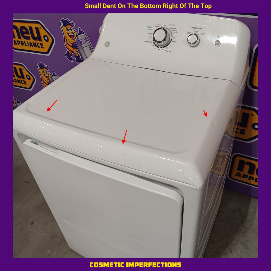 GE White Top Load 4.0 Cu. Ft. Capacity Washer with Stainless Steel Wash Basket GTW325ASWWW - New in Box and GE® 7.2 cu. ft. Capacity Aluminized Alloy Drum Electric Dryer 16236 - GTD33EASKWW - Certified Refurbished