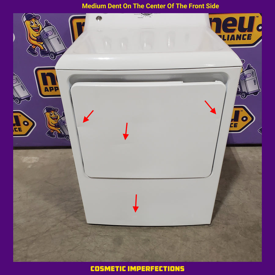 GE White Top Load 4.0 Cu. Ft. Capacity Washer with Stainless Steel Wash Basket GTW325ASWWW - New in Box and GE 7.2 cu. ft. Capacity Aluminized Alloy Drum Gas Dryer in White 16208 - GTD42GASJWW - Certified Refurbished