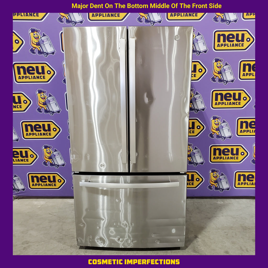 GE ENERGY STAR 27.0 Cu. Ft. Fingerprint Resistant Stainless Steel French-Door Refrigerator with Internal Water Dispenser and Icemaker 25134SD451 - GNE27JYMFS - Scratch & Dent (Major)
