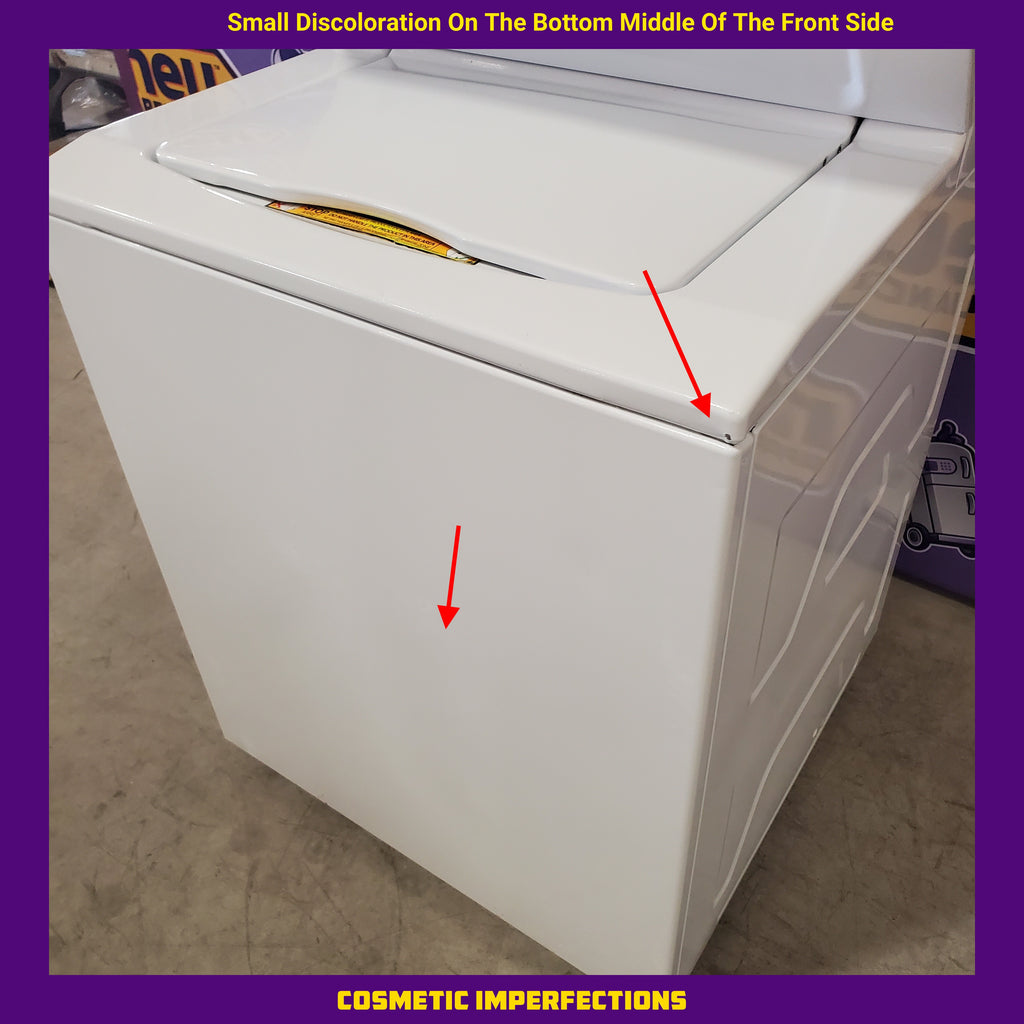 Pictures of GE White unitized Spacemaker 3.8 Cu. Ft. Washer with Stainless Steel Basket and 5.9 Cu. Ft. Dryer GUD27ESSMWW - Certified Refurbished - Neu Appliance Outlet - Discount Appliance Outlet in Austin, Tx