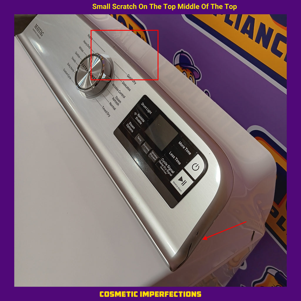 Pictures of Maytag Smart Top Load Electric 7.4 Cu. Ft. Steam Dryer with Extra Power and Advanced Moisture Sensing 25134SD467 - MED7230HW - Scratch & Dent (Minor) - Neu Appliance Outlet - Discount Appliance Outlet in Austin, Tx