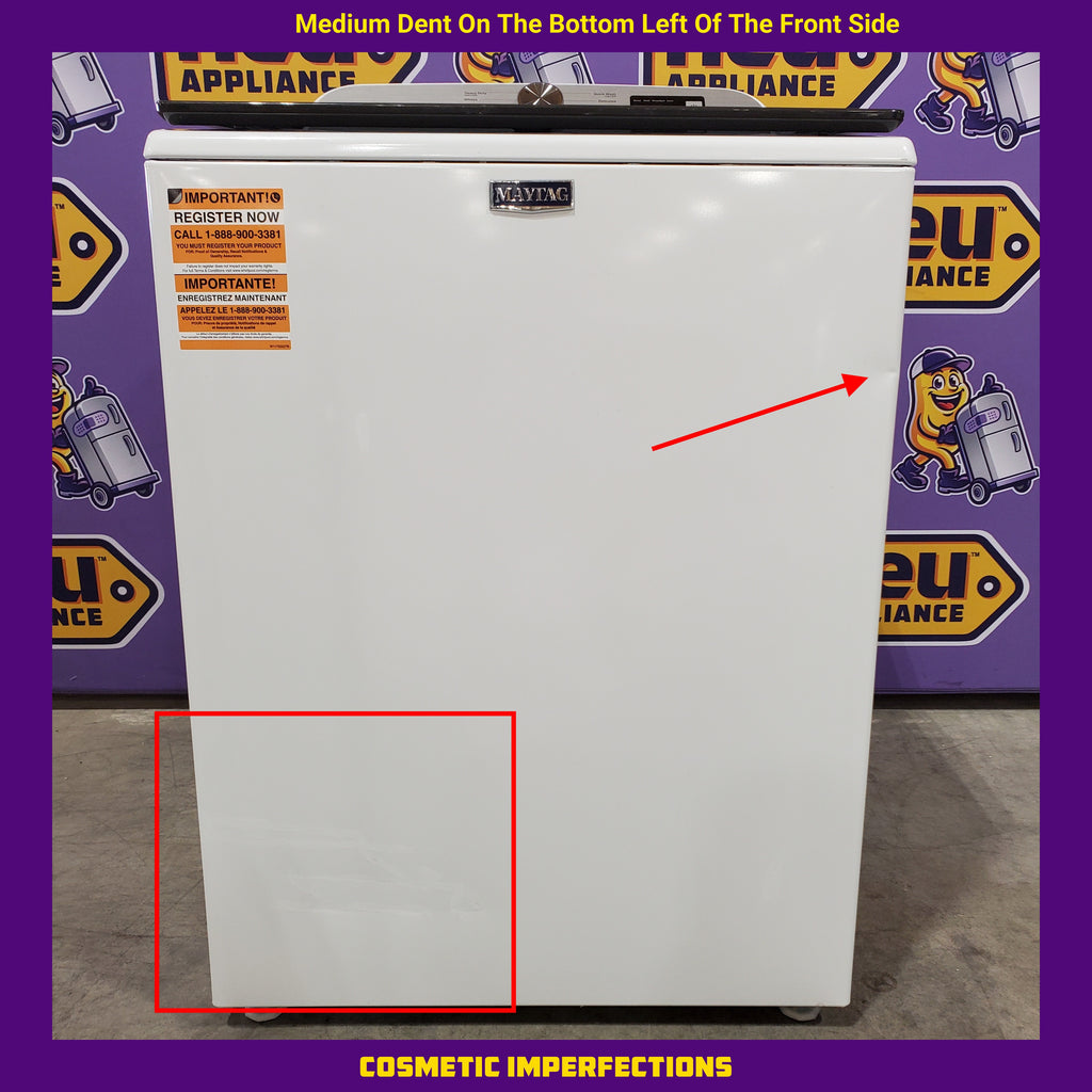 Pictures of Maytag Top Load 4.8 cu ft Washer with Deep Fill and Slow-Close Glass Lid MVW6200KW - Scratch & Dent (Moderate) and Maytag 7.0 cu ft Electric Dryer with Moisture Sensing and Quick Dry Cycle 16176 - MED6200KW - Scratch & Dent (Moderate) - Neu Appliance Outlet - Discount Appliance Outlet in Austin, Tx