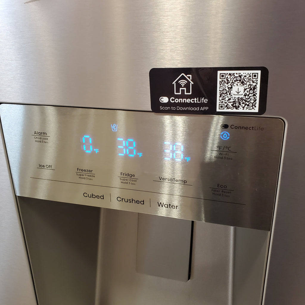 Pictures of Hisense PureFlat 25.6-cu ft 4-Door Smart French Door ENERGY STAR Refrigerator in Stainless Steel with Ice Maker, Water and Ice Dispenser 22231SD312 - HRM260N6TSE - Scratch & Dent (Major) - Neu Appliance Outlet - Discount Appliance Outlet in Austin, Tx