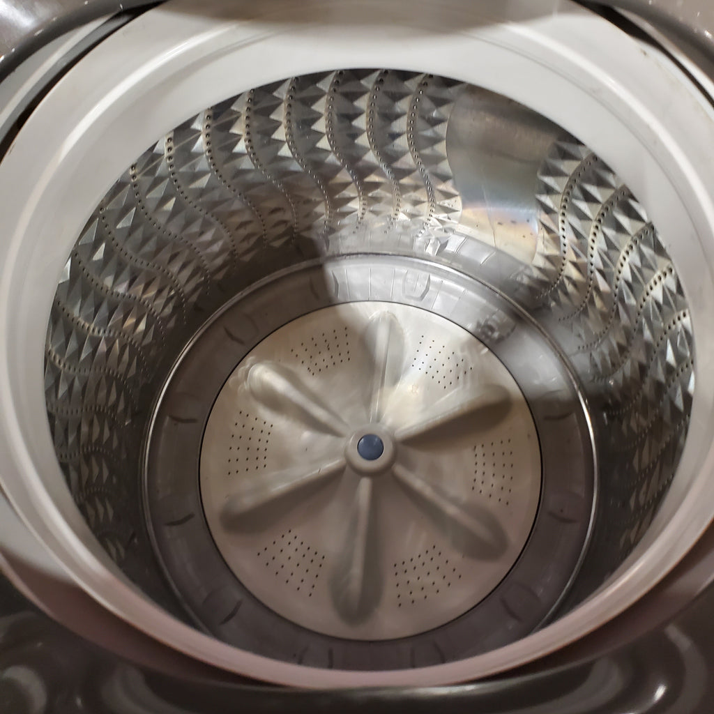 Samsung 4.5 cu. ft. Capacity Top Load Washer with Active WaterJet in Platinum WA45T3400AP - Certified Refurbished and Samsung Platinum Electric 7.4 Cu. Ft. Dryer with Sensor Dry 16065 - DVE45T3400P - Certified Refurbished