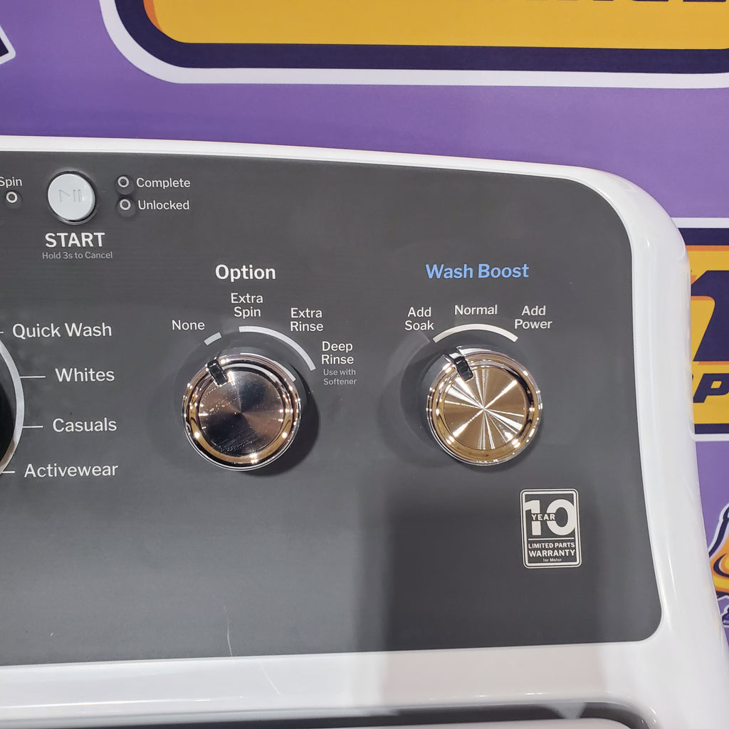Pictures of GE® 4.5 cu. ft. Capacity Washer with Stainless Steel Basket GTW485ASWWB - Scratch & Dent (Major) and GE® 7.2 cu. ft. Capacity Electric Dryer with Up To 120 ft. Venting and Extended Tumble 16131 - GTD48EASWWB - Scratch & Dent (Minor) - Neu Appliance Outlet - Discount Appliance Outlet in Austin, Tx
