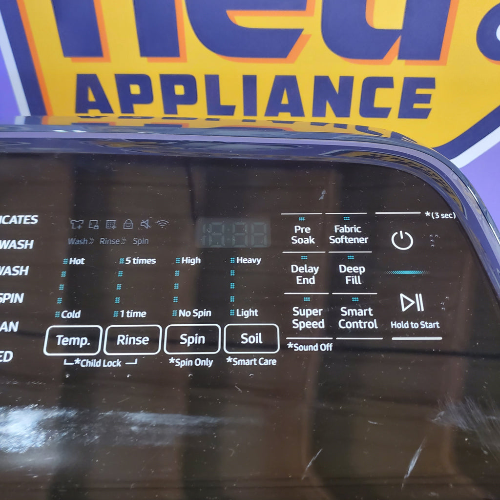 Pictures of Samsung Brushed Navy Blue 5.4 cu. ft. Smart Top Load Washer with Pet Care Solution and Super Speed Wash 1CR0515 - WA54CG7150AD - Certified Refurbished - Neu Appliance Outlet - Discount Appliance Outlet in Austin, Tx
