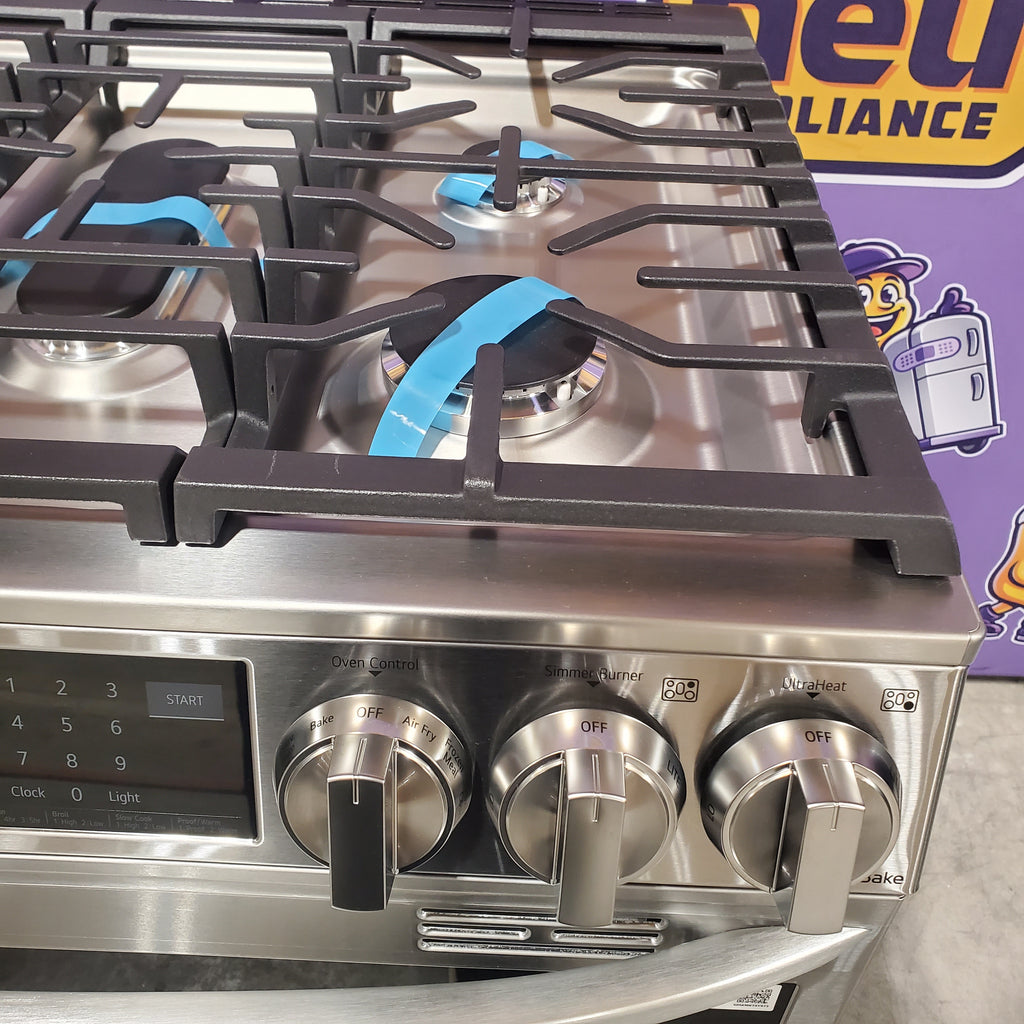 Pictures of LG 6.3 cu ft. Smart wi-fi Enabled ProBake Convection® InstaView® Gas Slide-In Range with Air Fry in Print Proof Stainless Steel 21SD021 - LSGL6335F - Open Box - Neu Appliance Outlet - Discount Appliance Outlet in Austin, Tx