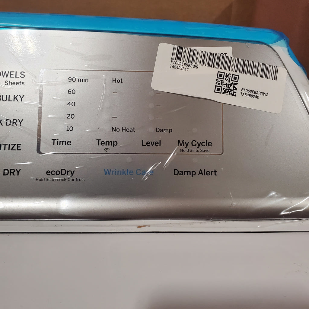 GE Profile 5.0 cu. ft. High-Efficiency Smart Top Load Washer in White with Microban Technology PTW600BSRWS - Scratch & Dent (Minor) and GE Profile 7.4 cu. ft. Capacity Electric Dryer with Sanitize Cycle and Sensor Dry 16052 - PTD60EBSRWS - New in Box