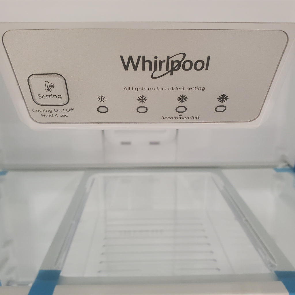 Pictures of Whirlpool Monochromatic Stainless Steel 18 cu ft 30" Wide ENERGY STAR Top-Freezer Refrigerator with Clear, Humidity Controlled Crispers WRT148FZDM - Scratch & Dent - Minor - Neu Appliance Outlet - Discount Appliance Outlet in Austin, Tx