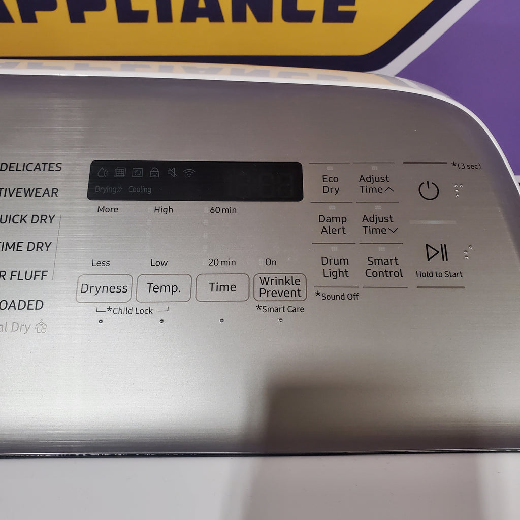 Samsung White Top Load 5.0 Cu. Ft. Washer with Super Speed WA50R5400AW - Certified Refurbished and Samsung Front Load Electric Dryer with with Steam Sanitize+ 16111 - DVE52A5500W - Scratch & Dent (Minor)