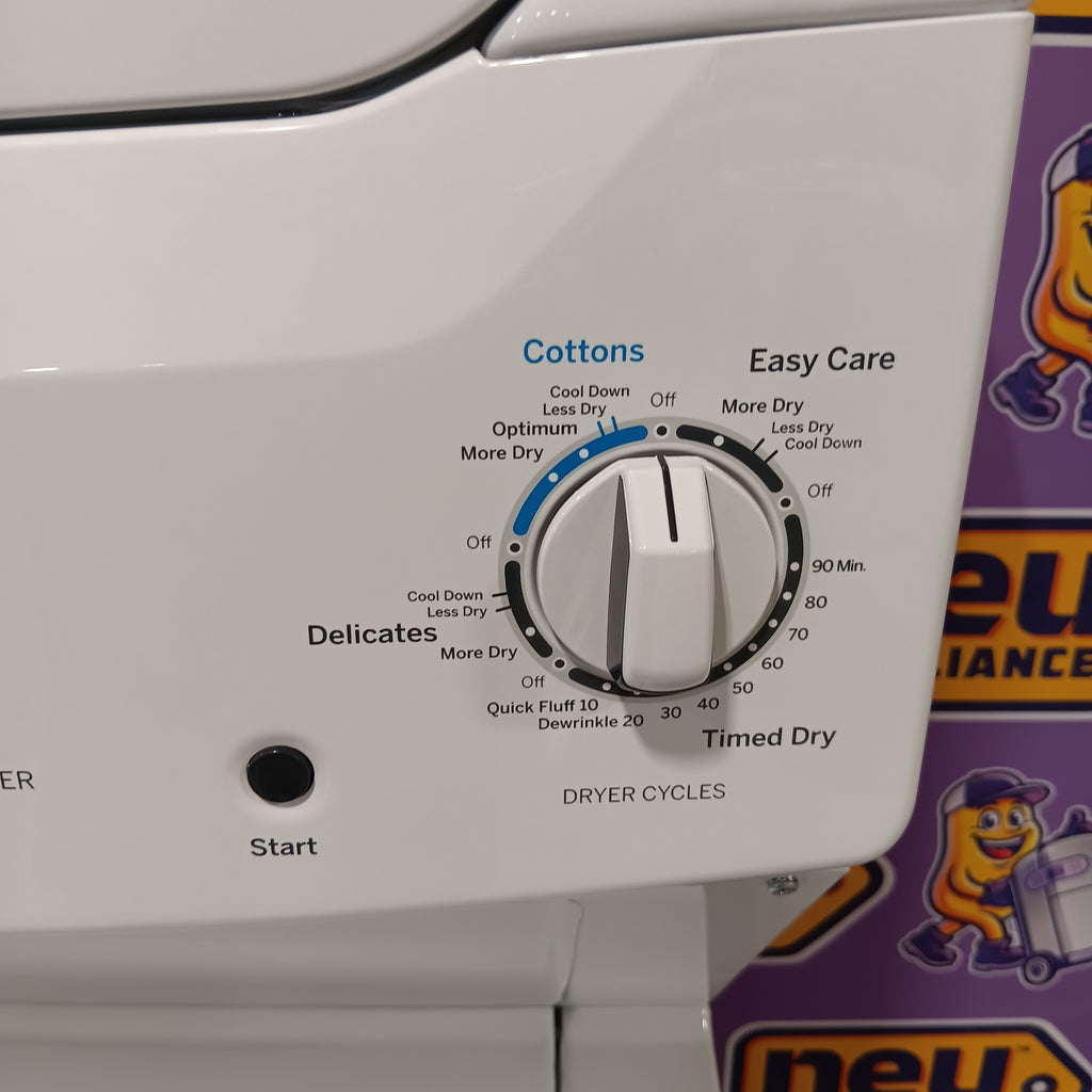 Pictures of GE Unitized Spacemaker® 3.8 cu. ft. Capacity Washer with Stainless Steel Basket and 5.9 cu. ft. Capacity Electric Dryer GUD27ESSMWW - New in Box - Neu Appliance Outlet - Discount Appliance Outlet in Austin, Tx