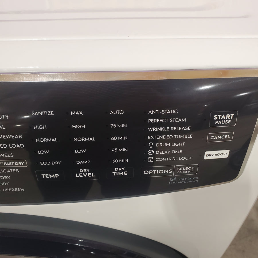 Electrolux 4.5 Cu.Ft. Stackable Front Load Washer with Steam and SmartBoost Wash System ELFW7637AW  - Open Box and Electrolux 8.0 Cu. Ft. Front Load Perfect Steam™ Gas Dryer with LuxCare® Dry and Instant Refresh ELFG7626BW - Scratch & Dent (Minor)