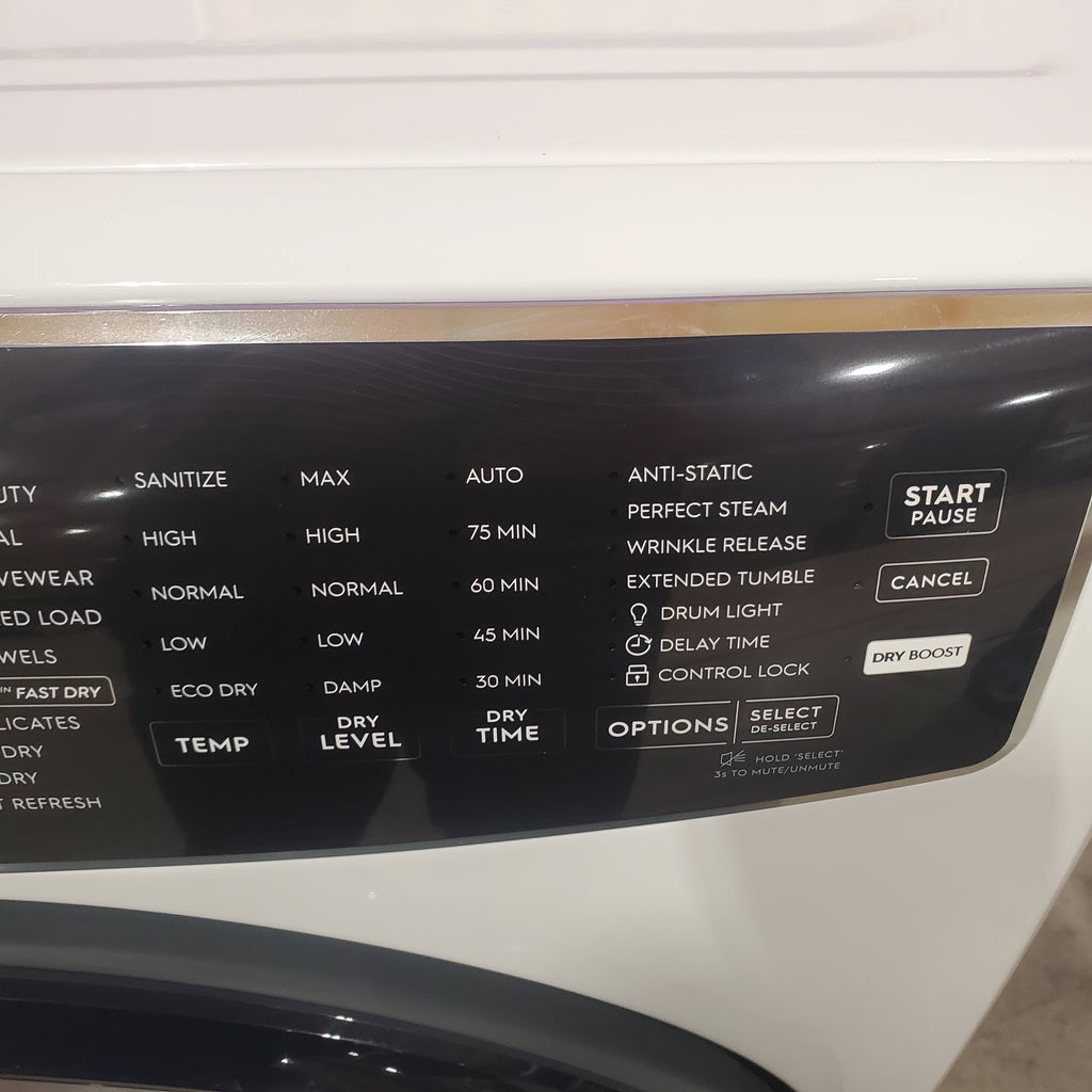Electrolux 4.5 Cu.Ft. Stackable Front Load Washer with Steam and SmartBoost Wash System ELFW7637AW  - Open Box and Electrolux 8.0 Cu. Ft. Front Load Perfect Steam™ Gas Dryer with LuxCare® Dry and Instant Refresh 16270 - ELFG7626BW - Scratch & Dent (Minor)