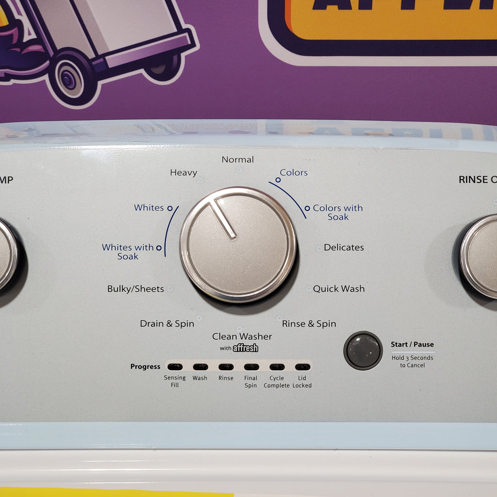 Whirlpool 3.8–3.9 Cu. Ft.  Top Load Washer with  2 in 1 Removable Agitator and Soil Level Selection WTW4957PW - Open Box and Whirlpool 7-cu ft Vented Electric Dryer 16049 - WGD4815EW - Scratch & Dent (Minor)