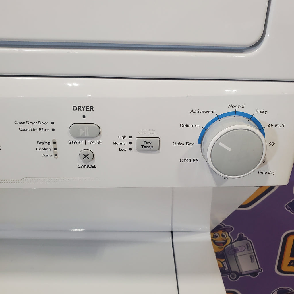 Frigidaire Electric Long Vent Stacked Laundry Center - 3.9 Cu. Ft Washer and 5.5 Cu. Ft. Dryer 4SD480 - FLCE7523AW - Scratch & Dent (Minor)
