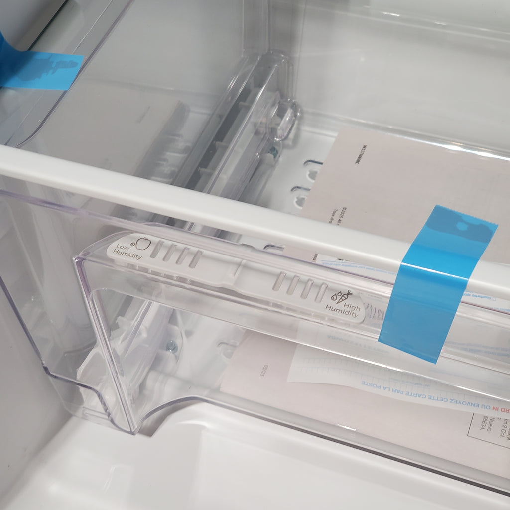 Pictures of Whirlpool 33" Wide Top Freezer 20.5 cu ft Refrigerator with Ice Maker and Frameless Glass Shelves and Flexi-Slide Bin 3SD865 - WRT311FZDW - Open Box - Neu Appliance Outlet - Discount Appliance Outlet in Austin, Tx