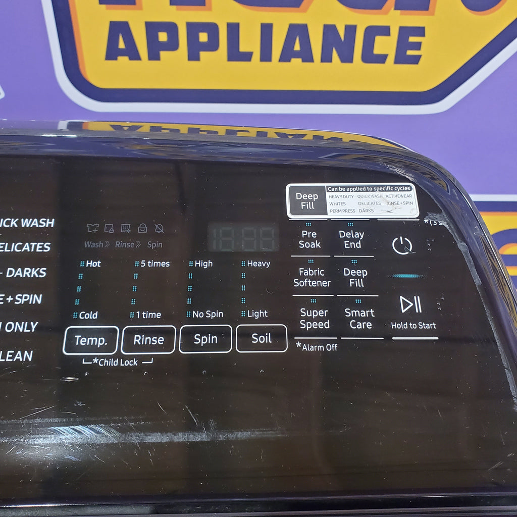 Pictures of Samsung 5.0 cu. ft. Energy Star Top Load Washer with Active Water Jet in Black Stainless Steel 1CR04035 - WA50R5400AV - Certified Refurbished - Neu Appliance Outlet - Discount Appliance Outlet in Austin, Tx