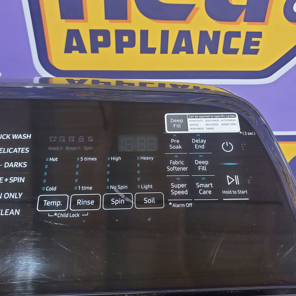 Pictures of Samsung 5.0 cu. ft. Energy Star Top Load Washer with Active Water Jet in Black Stainless Steel 1CR03192 - WA50R5400AV - Certified Refurbished - Neu Appliance Outlet - Discount Appliance Outlet in Austin, Tx