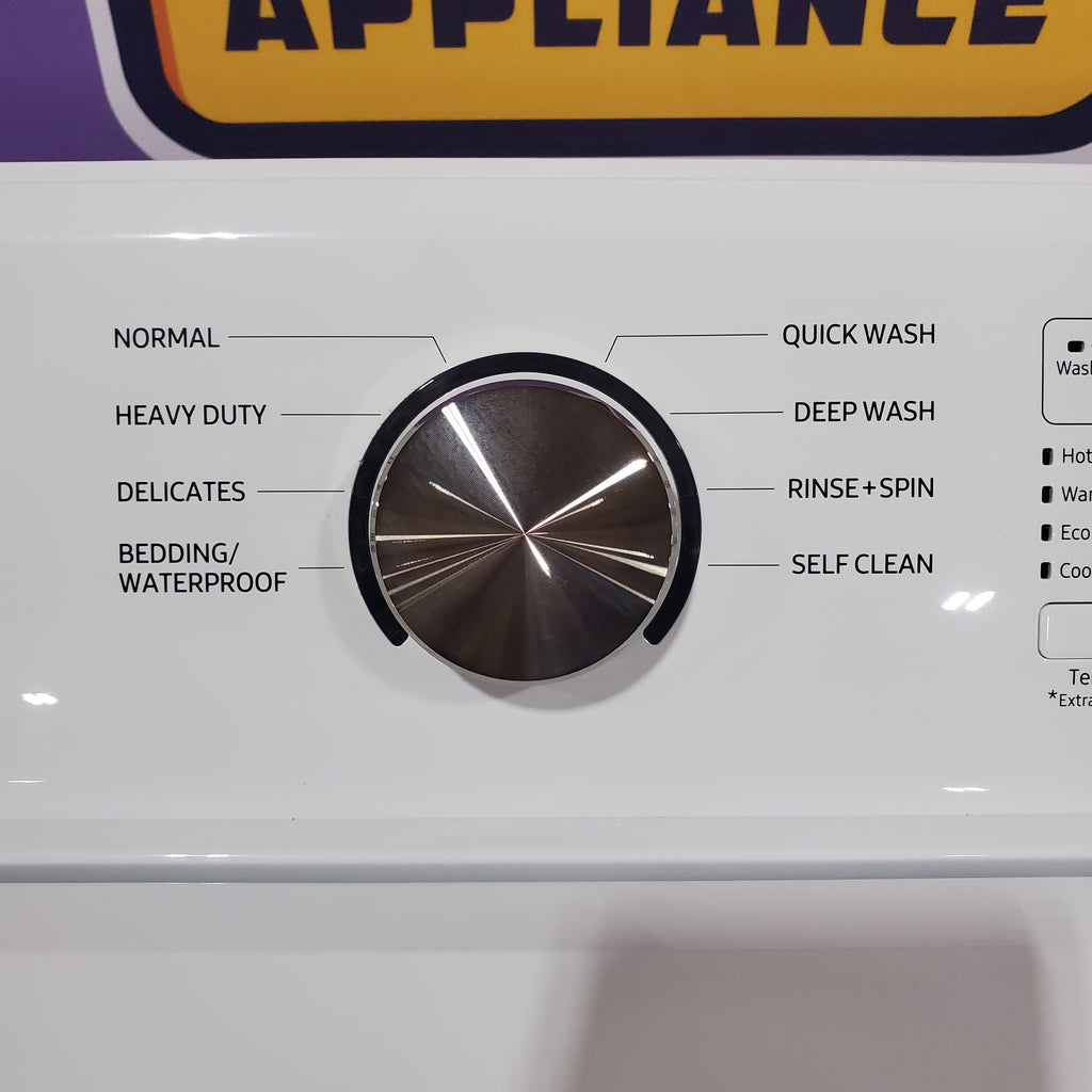 Pictures of Samsung 4.5 cu. ft. Top Load Washer with Vibration Reduction Technology+ in White WA45T3200AW - Scratch & Dent (Minor) and Samsung 7.2 cu. ft. Electric Dryer with Sensor Dry in White 16127 - DVE45T3200W - Open Box - Neu Appliance Outlet - Discount Appliance Outlet in Austin, Tx