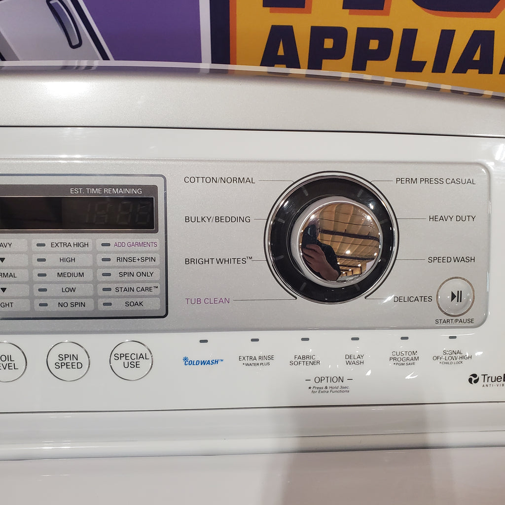 LG 4.5 cu. ft. Ultra Large High Efficiency Top Load Washer w/ WaveForce™ WT4970CW - Certified Refurbished and LG 7.3 cu. ft. Ultra Large Capacity Smart Wi-Fi Enabled Electric Dryer with Sensor Dry Technology 16115 - DLE7300WE - Certified Refurbished