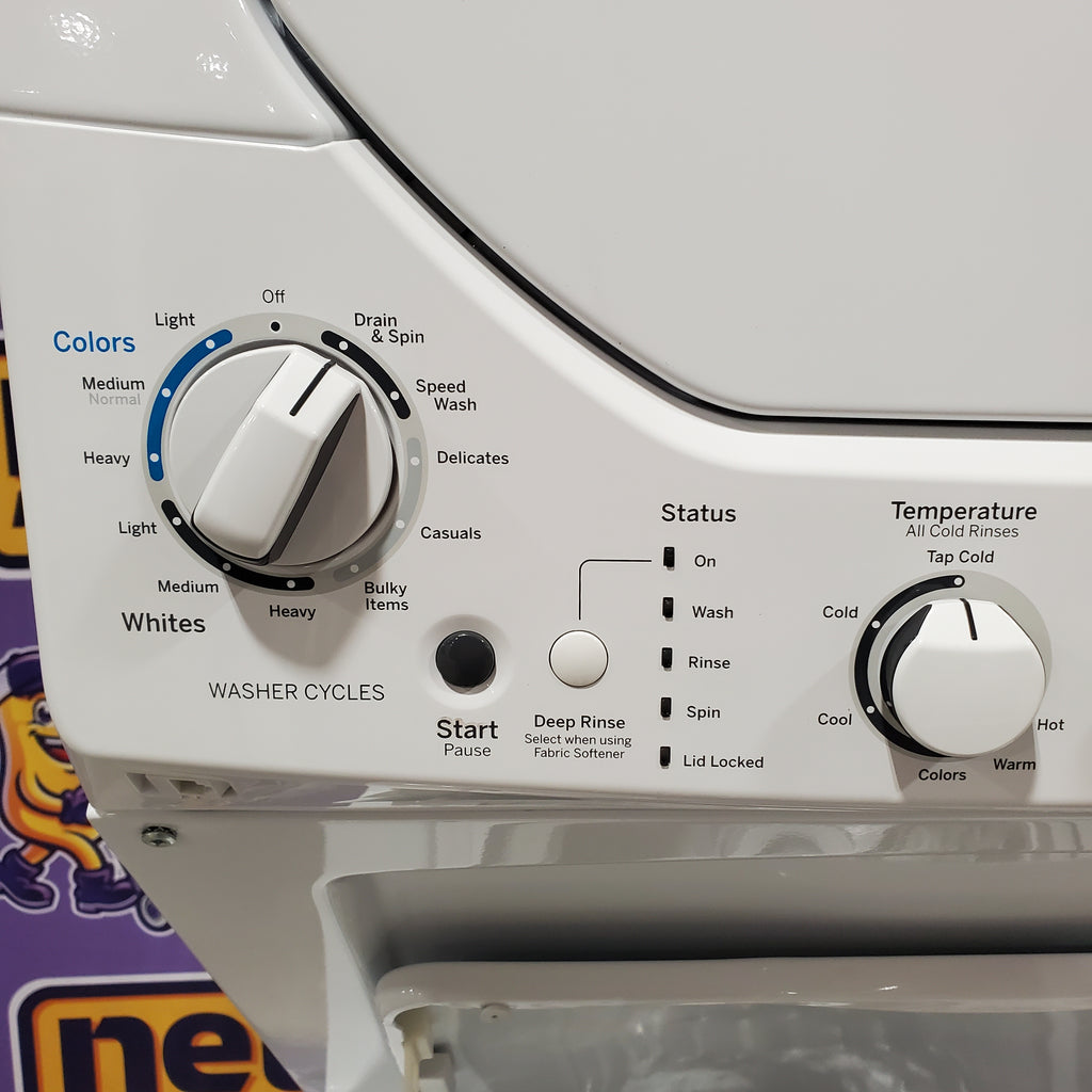 Pictures of GE Unitized Spacemaker® 2.3 cu. ft. Capacity Washer with Stainless Steel Basket and 4.4 cu. ft. Capacity Electric Dryer 251310SD915 - GUD24ESSMWW - Scratch & Dent (Minor) - Neu Appliance Outlet - Discount Appliance Outlet in Austin, Tx